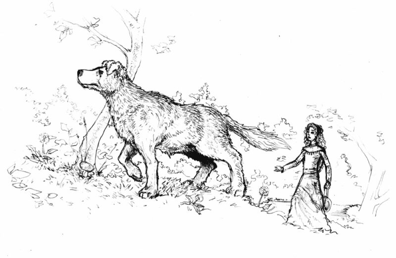 The girl Senka watches as her dog Vidra instinctively senses danger.